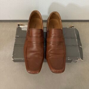 Ferrato Mens Dark Brown Leather Square Toe Slip On Loafers Dress Shoes 07886 11